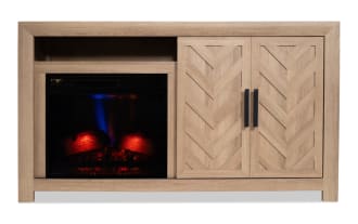 Calvin 59.5'' Light Brown Fully Assembled Fireplace and TV Stand