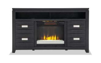 Elevations 59.5'' Charcoal Fully Assembled Electric Fireplace and TV Stand
