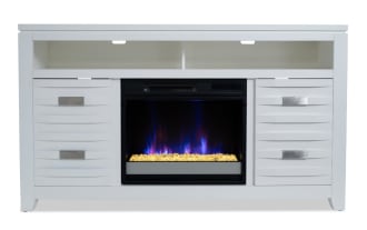 Elevations 59.5'' White Fully Assembled Fireplace and TV Stand