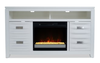 Elevations 59.5'' White Fully Assembled Fireplace and TV Stand