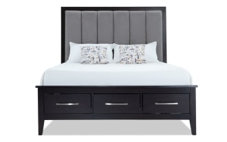 Capri Queen Espresso & Gray Upholstered Storage Platform Bed