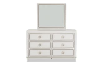 Glitz White 6 Drawer Dresser & Mirror