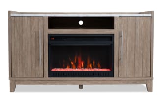 Solitude 57.5'' Natural Fully Assembled Electric Fireplace and TV Stand