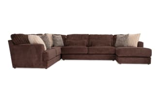 Sofia Chocolate 159'' 4 Piece Right Arm Facing Chaise Sectional