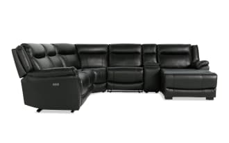 Frontier Leather Power Reclining 6 Piece Chaise Sectional with USB & USB-C Ports