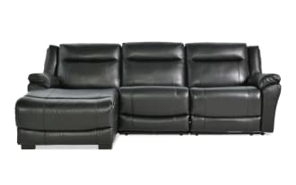 Frontier Black Leather 107'' Power Reclining 3 Piece Left Arm Facing Chaise Sectional with USB & USB-C Ports