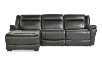 Frontier Black Leather 107'' Power Reclining 3 Piece Left Arm Facing Chaise Sectional with USB & USB-C Ports