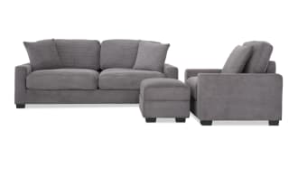 Aspen Charcoal 86'' Sofa, Chair & Storage Ottoman