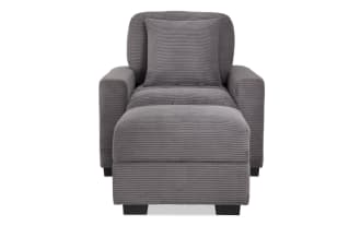 Aspen Charcoal Chair & Storage Ottoman