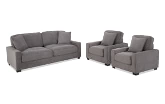 Aspen Charcoal 86'' Sofa & 2 Chairs