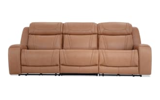 Dynamic Cognac Leather 110'' Power Reclining Sofa with Armless Chair & Power Headrest