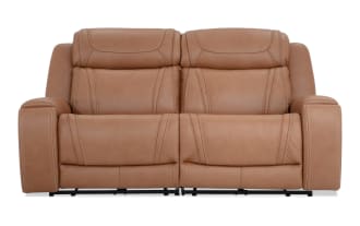 Dynamic Cognac Leather 80'' Power Reclining Loveseat with Power Headrest