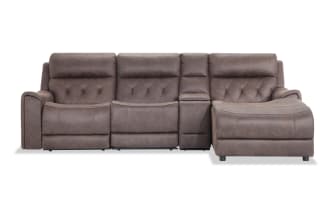 Canyon Walnut 111'' Bluetooth Audio Power Reclining 4 Piece Right Arm Facing Chaise Sectional with Armless Chair