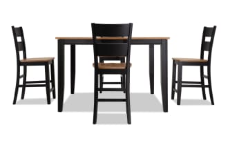 Blake 5 Piece Black & Natural Extendable Counter Height Dining Set