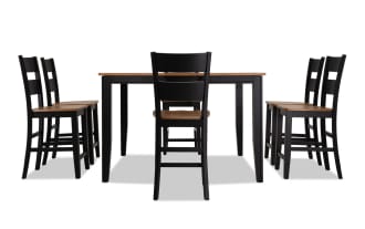 Blake 7 Piece Black & Natural Extendable Counter Height Dining Set