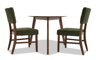 Bettie 3 Piece Walnut & Avocado Upholstered Triangle Dining Set