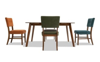 Bettie 5 Piece Walnut & Multicolor Upholstered Extendable Dining Set