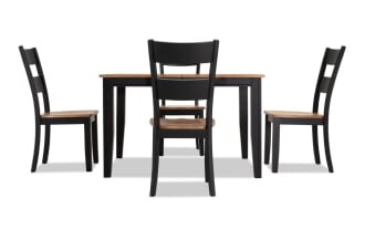 Blake 5 Piece Black & Natural Extendable Dining Set