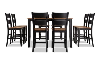 Blake 9 Piece Black & Natural Extendable Counter Height Dining Set