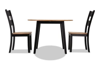 Blake 3 Piece Black & Natural Round Extendable Dining Set