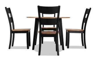 Blake 5 Piece Black & Natural Round Extendable Dining Set
