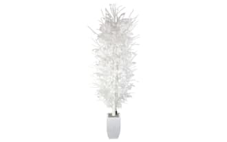 8' LED White Faux Ficus Tree