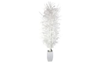 8' LED White Faux Ficus Tree
