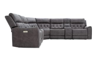 Canyon Gray 126'' Power Reclining 7 Piece Sectional with Bluetooth Audio