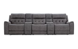 Canyon Gray 127'' Power Reclining 5 Piece Sofa with Armless Chair & Bluetooth Audio