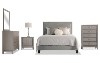Tremont 5 Piece King Gray Upholstered Bedroom Set