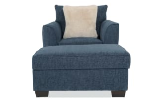 Brynn Navy Chair & Storage Ottoman