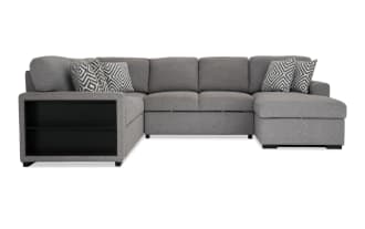 Playday Gray 119'' 4 Piece Right Arm Facing Pop-Up Sleeper Chaise Sectional with USB & USB-C Ports