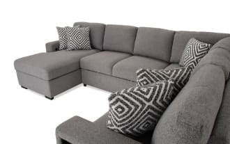 Playday Gray 119'' 4 Piece Left Arm Facing Pop-Up Sleeper Chaise Sectional with USB & USB-C Ports