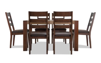 Canyon 7 Piece Brown Faux Leather Square Dining Set