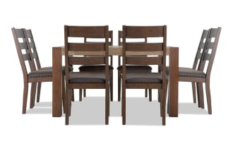 Canyon 9 Piece Faux Leather Square Dining Set