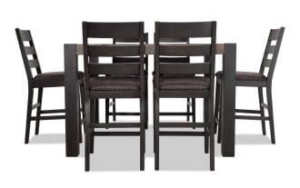 Canyon 7 Piece Gray Faux Leather Counter Height Square Dining Set