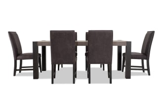 Canyon 7 Piece Gray Faux Leather Upholstered Dining Set