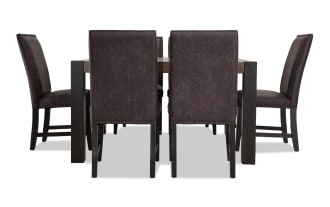 Canyon 7 Piece Gray Faux Leather Upholstered Square Dining Set
