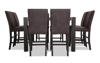 Canyon 9 Piece Gray Faux Leather Upholstered Counter Height Square Dining Set