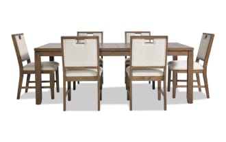 Brookline 7 Piece Brown & White Upholstered Dining Set
