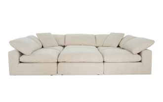 Dream Shell 131'' 6 Piece Modular Sectional with 3 Armless Chairs, 2 Corners, 1 Ottoman
