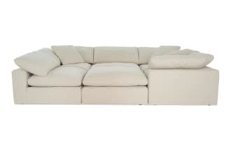Dream Shell 131'' 6 Piece Modular Sectional with 3 Corners, 2 Armless Chairs, 1 Ottoman