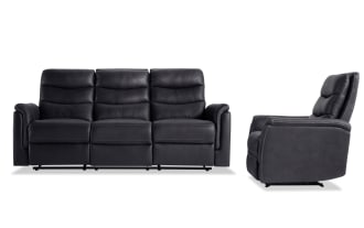 Forte Charcoal Manual Reclining Sofa & Gliding Recliner