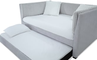 Sofia Full Gray Upholstered Daybed with Twin Trundle