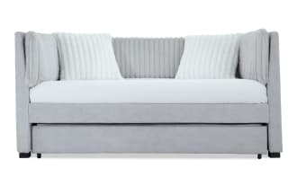 Sofia Full Gray Upholstered Daybed with Twin Trundle