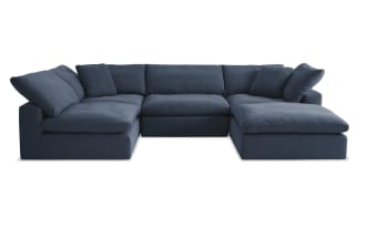 Dream Navy 131'' 5 Piece Modular Sectional with 2 Armless Chairs, 2 Corners, 1 Ottoman