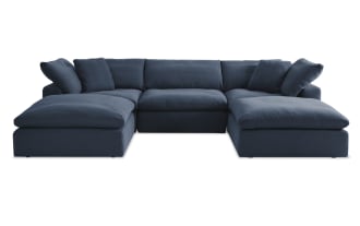 Dream Navy 131'' 5 Piece Modular Sectional with 2 Corners, 2 Ottomans, 1 Armless Chair