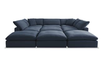 Dream Navy 131'' 9 Piece Modular Sectional with 4 Ottomans, 3 Armless Chairs, 2 Corners