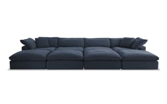 Dream Navy 174'' 8 Piece Modular Sectional with 4 Ottomans, 2 Armless Chairs, 2 Corners