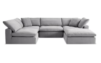 Dream Gray 131'' 5 Piece Modular Sectional with 2 Armless Chairs, 2 Corners, 1 Ottoman